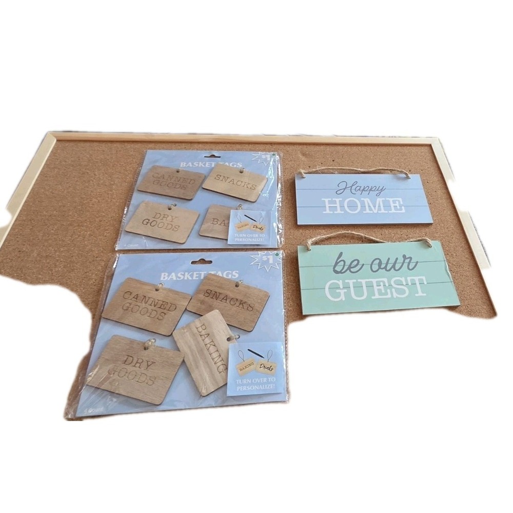 SS- Wooden Basket Tags, Home Decor Signs Lot Of 4